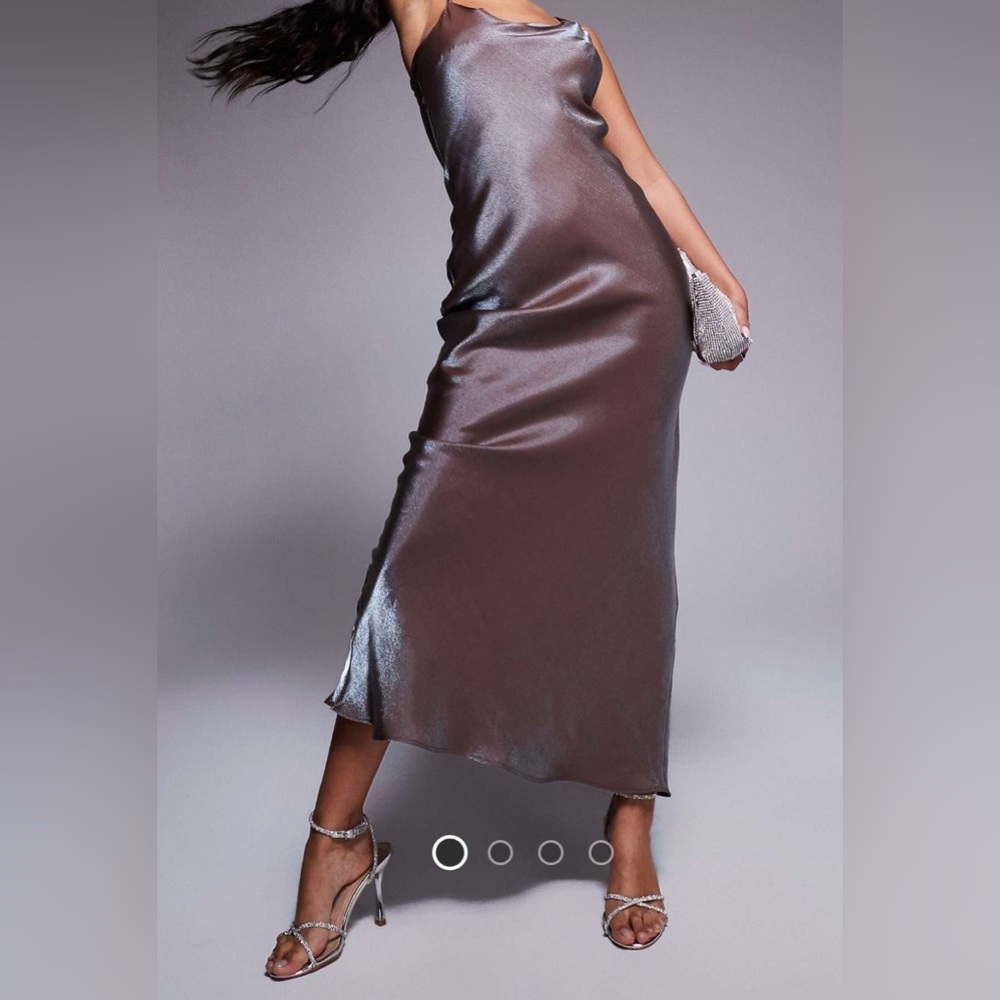 Elegant Silver Satin Slip Dress